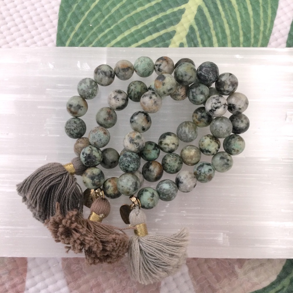 Set of 3 African Turquoise Gemstone Bracelet